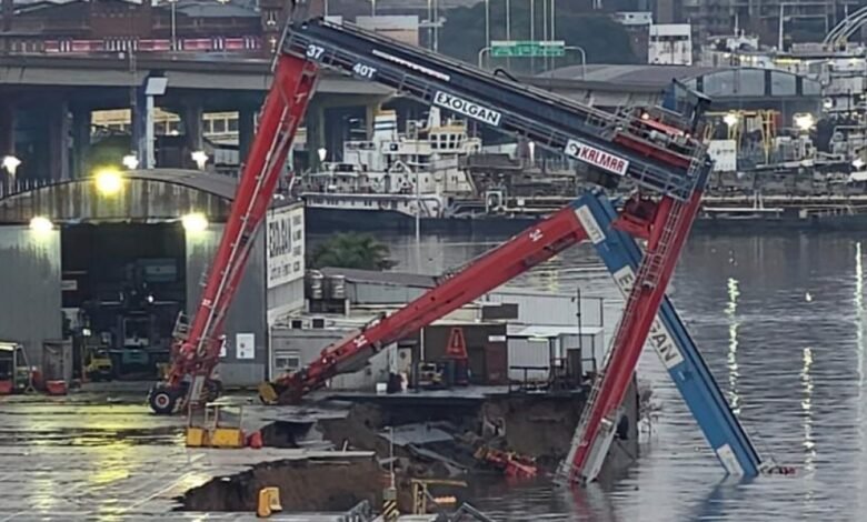Se derrumbó una grúa de Exolgan y complica la operación del puerto de Buenos Aires