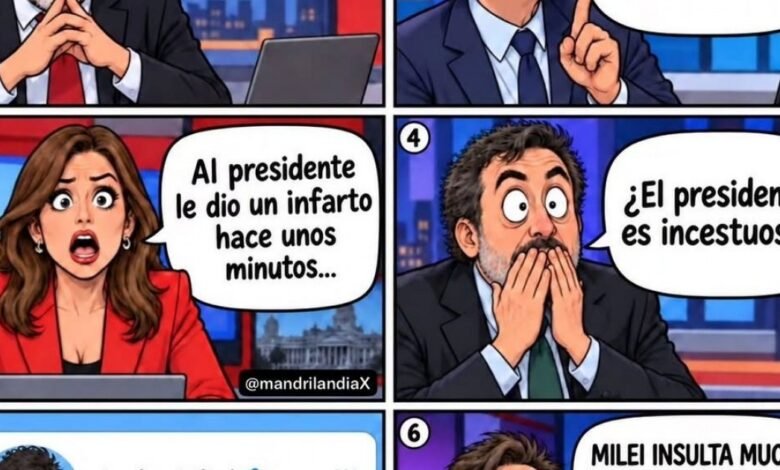 Milei fascinado con los cómics de IA para atacar a los "periodistas mierdas humanas"
