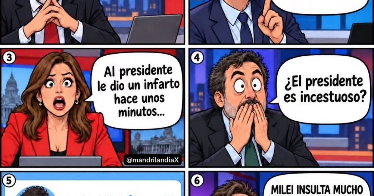 Milei fascinado con los cómics de IA para atacar a los "periodistas mierdas humanas"