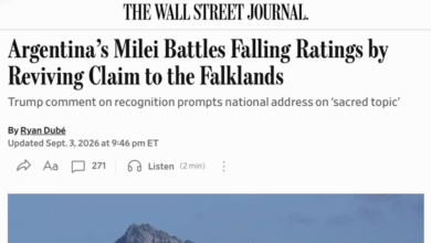 Wall Street Journal dice que Milei apeló a la causa Malvinas por su caída en las encuestas
